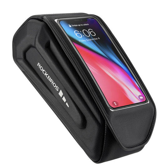 ROCKBROS Fahrradtasche Wasserdicht Handytasche Touchscreen für Smartphone 6,8 Zoll- Schwarz