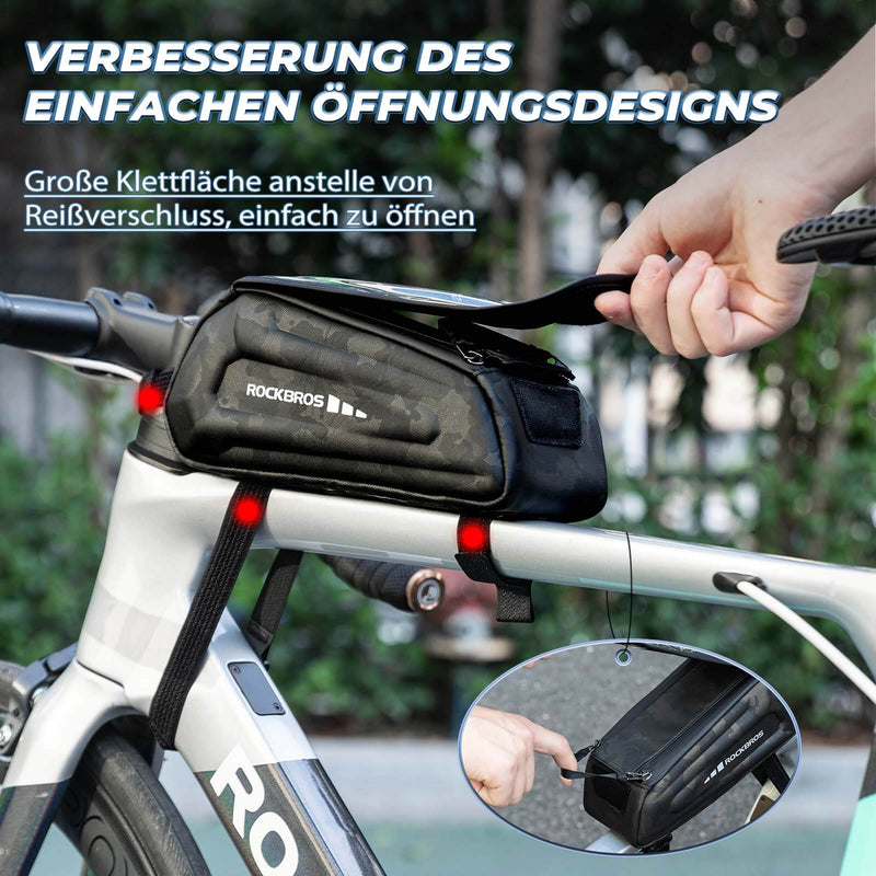 Cargue la imagen en el visor de la galería, ROCKBROS Fahrradtasche Wasserdicht Handytasche Touchscreen für Smartphone 6,8 Zoll-Camouflage
