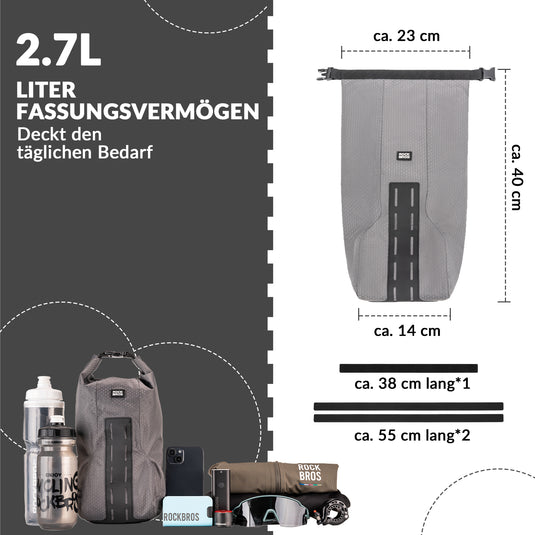 ROCKBROS Gepäckträgertasche Gepäckträger für Vordergabel 2,7 L, Wasserdicht-1