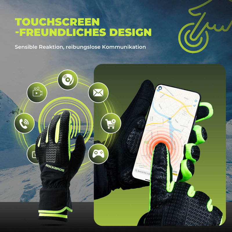 Laden Sie das Bild in Galerie -Viewer, ROCKBROS Handschuhe Fahrradhandschuhe Touchscreen Thinsulate Skihandschuh
