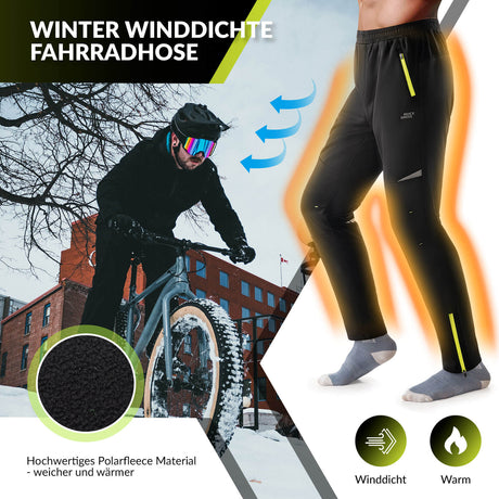 ROCKBROS Herren Fahrradhose, winddicht und warm für Winter Outdoor-Sport