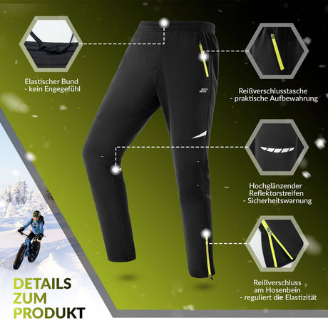 ROCKBROS Herren Fahrradhose, winddicht und warm für Winter Outdoor-Sport