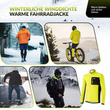 ROCKBROS Herren Fahrradjacke und Hose Set, winddicht und warm in Gelb, ideal für Winter Outdoor Sportarten wie Radfahren und Joggen