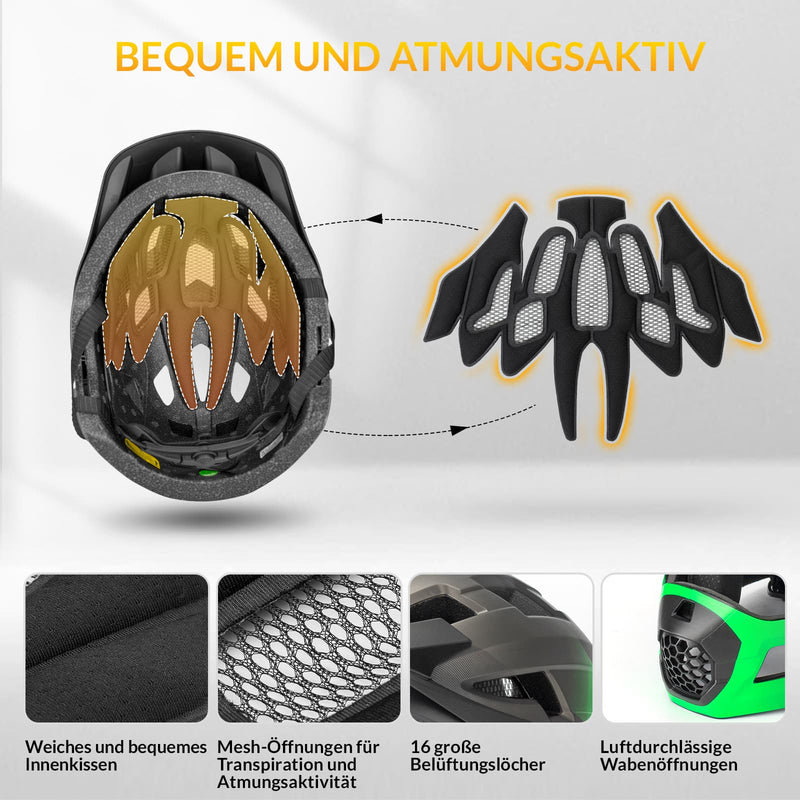 Carica immagine in Galleria Viewer, ROCKBROS Kinderhelm BMX MTB Downhill Helm mit Abnehmbarem Kinnschutz und Krempe
