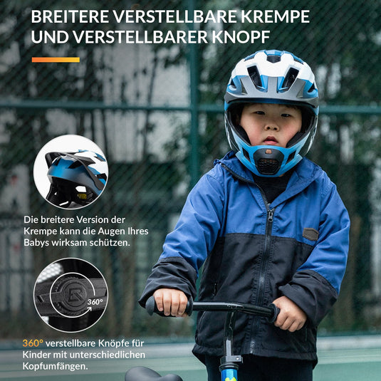 ROCKBROS children's helmet BMX MTB downhill helmet with removable chin guard and brim