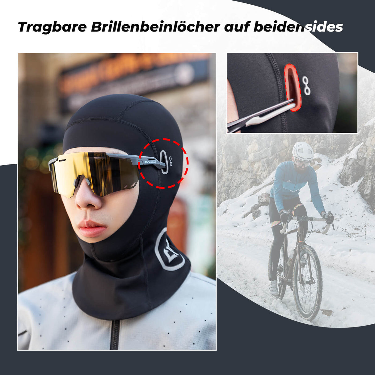 ROCKBROS Motorrad Helmhaube - Atmungsaktive Unisex Balaclava für Fahrrad und Ski, idealer Schutz vor Wind und Kälte.