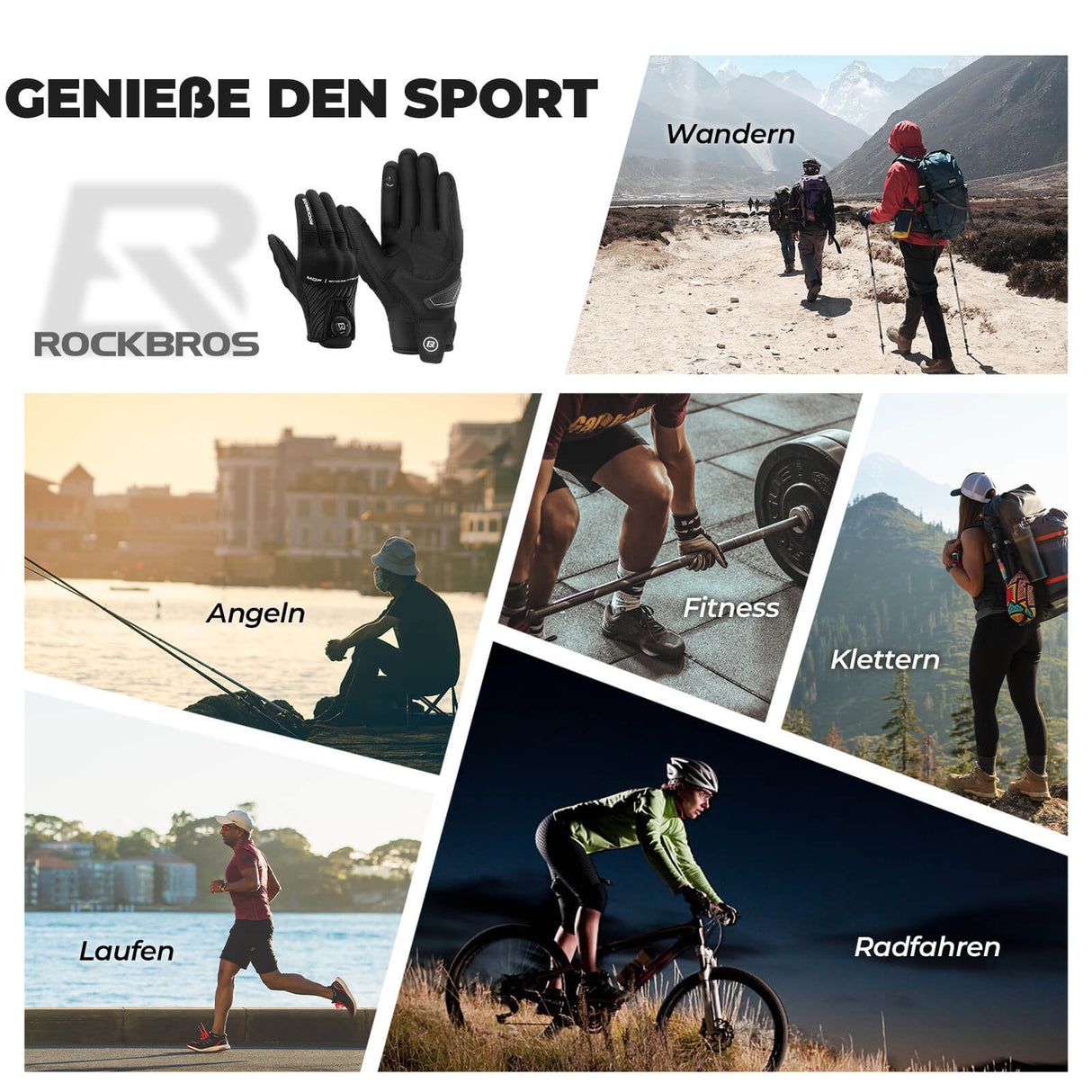 ROCKBROS Motorradhandschuhe Atmungsaktiv Handschuhe Sommer Touchscreen