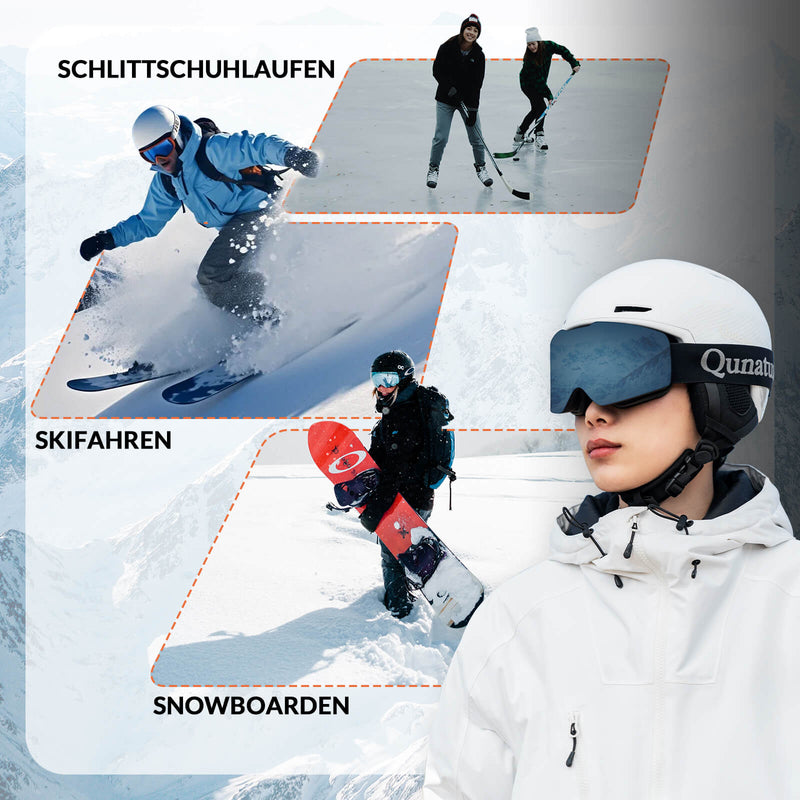 Laden Sie das Bild in Galerie -Viewer, ROCKBROS Skihelm mit Ohrenschützern Schneehelm Winter für Skifahren Radfahren_Weiß

