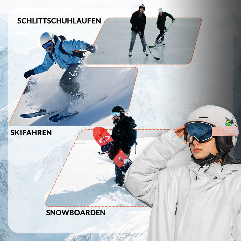 Cargue la imagen en el visor de la galería, ROCKBROS Skihelm mit Ohrenschützern Schneehelm Winter für Skifahren Radfahren_Weiß mit Panda
