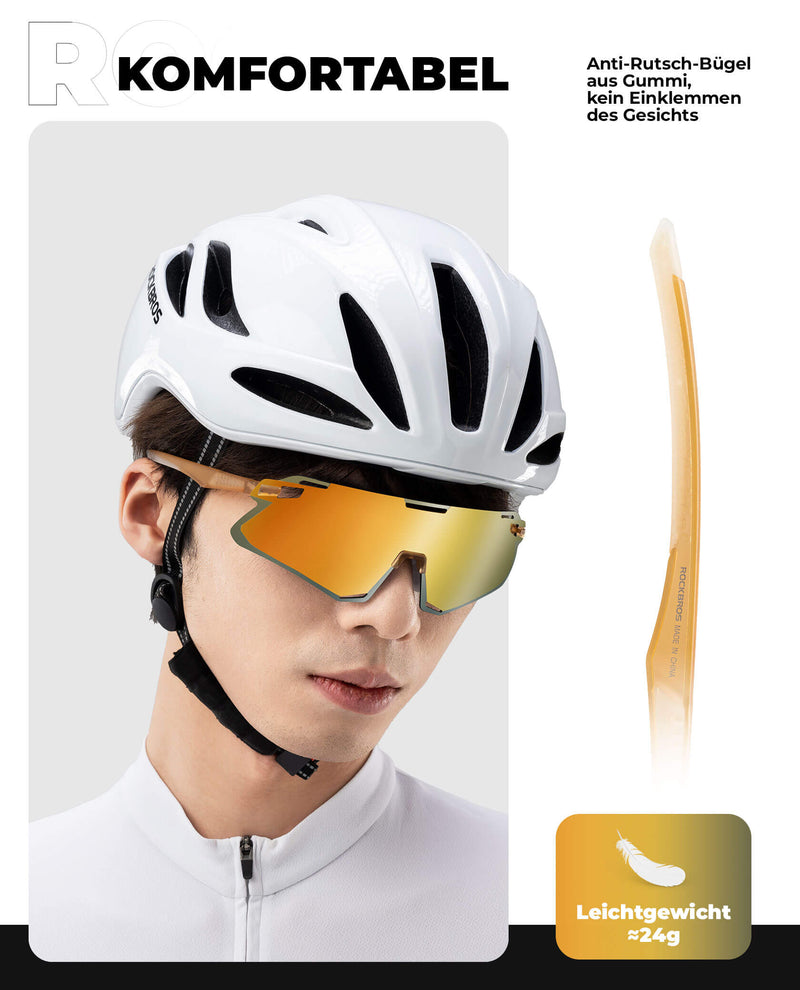 Load image into Gallery viewer, ROCKBROS Sonnenbrille Winddichte Fahrradbrille für Outdoor-Sportarten-Gold

