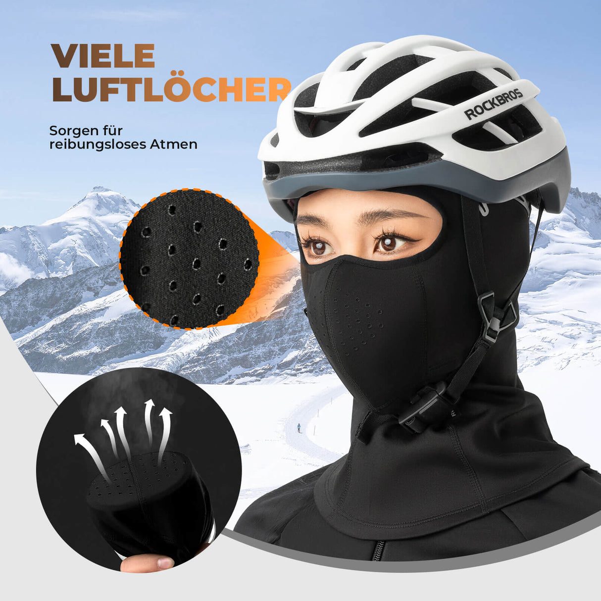 ROCKBROS winddichte Balaclava Sturmhaube, idealer Gesichtsschutz für Unisex-Radfahrer