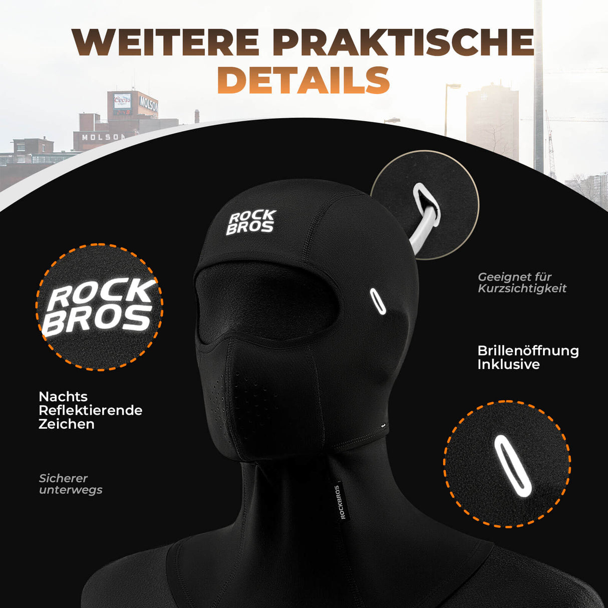 ROCKBROS winddichte Balaclava Sturmhaube, idealer Gesichtsschutz für Unisex-Radfahrer