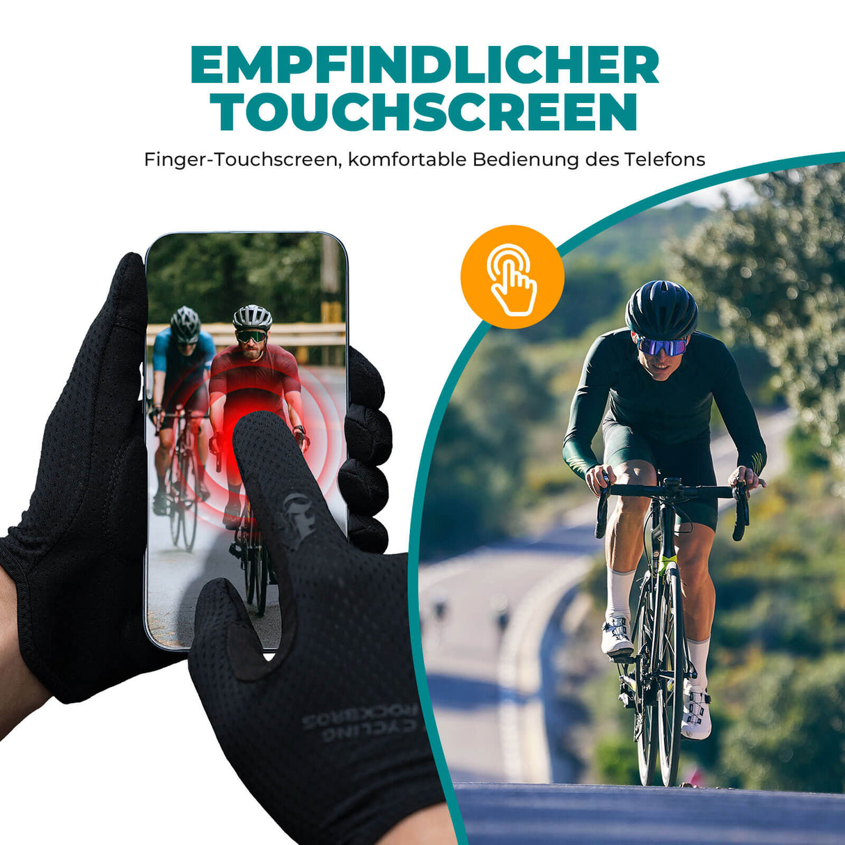 ROCKBROS Fahrradhandschuhe Vollerfinger Touchscreen Handschuhe