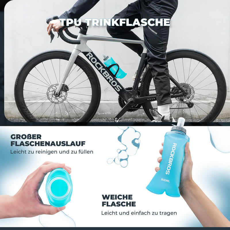 Load image into Gallery viewer, ROCKBROS Trinkflasche Faltbare Wasserflasche 500ml für Laufen Wandern Radfahren
