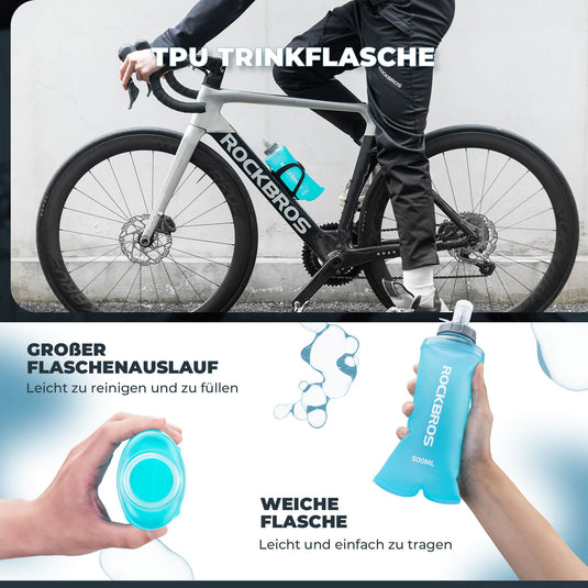 ROCKBROS Trinkflasche Faltbare Wasserflasche 500ml für Laufen Wandern Radfahren