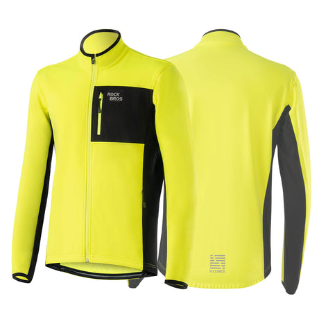 ROCKBROS Winter Fahrradjacke Herren, winddicht und warm, in hellem Gelb, ideal für Outdoor-Aktivitäten und Wanderungen