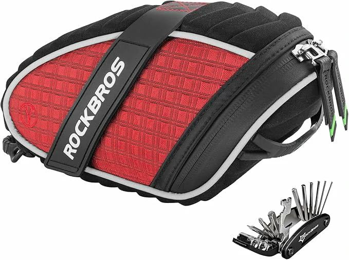 red cycling fahrradtasche ersatzteile 1L Bike Saddle Bag & Seat Bag with Taillight Holder – ROCKBROS-DE