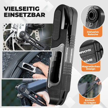 fahrradwerkzeug reifenheber ROCKBROS 16 in 1 Fahrradwerkzeug Mini Tool Set Reifenheber mit  Ratschenschlüssel – ROCKBROS-DE