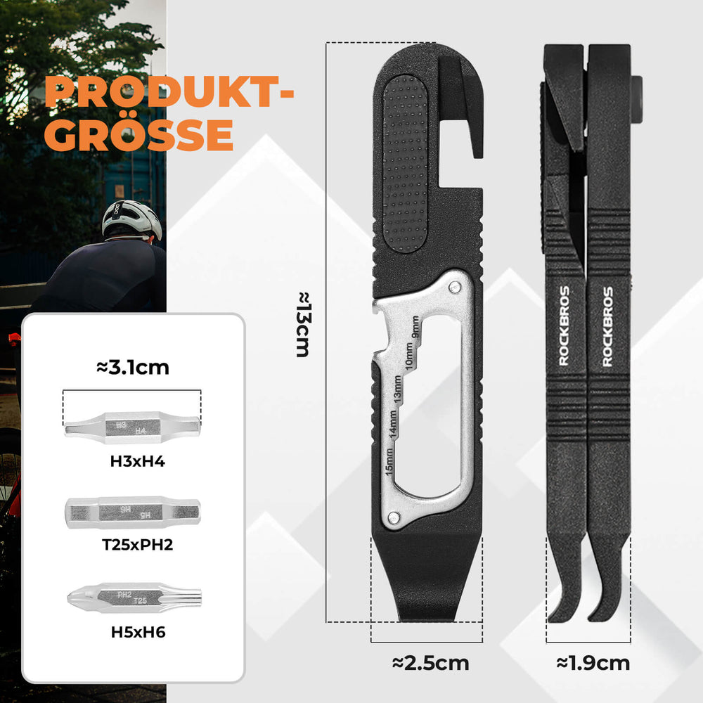 16 in 1 Fahrradwerkzeug Mini Tool Set Reifenheber mit Ratschenschlüssel - ROCKBROS-EU