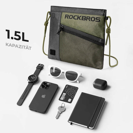 ROCKBROS 2-in-1 Lenkertasche Umhängetasche aus Tyvek® mit Schultergurt 1.5L