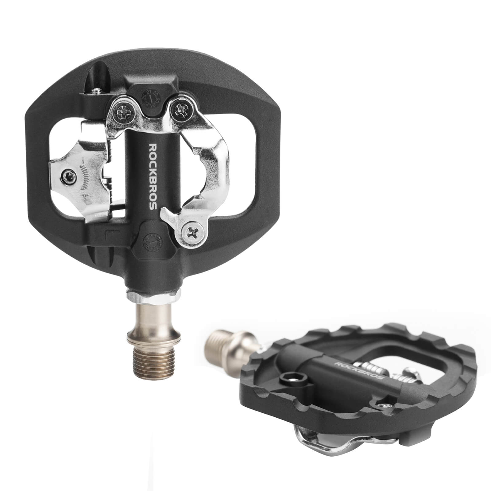 klickpedale rennrad 2 in 1 ROCKBROS 2-in-1 SPD-Klickpedale & Plattformpedale 9/16" Leicht Rutschfest – ROCKBROS-DE