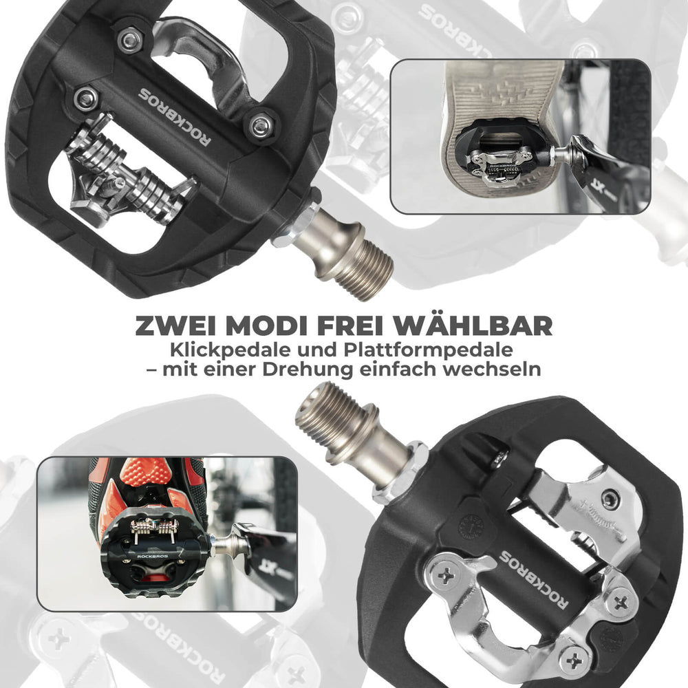 ROCKBROS 2-in-1 SPD-Klickpedale & Plattformpedale 916 Leicht Rutschfest