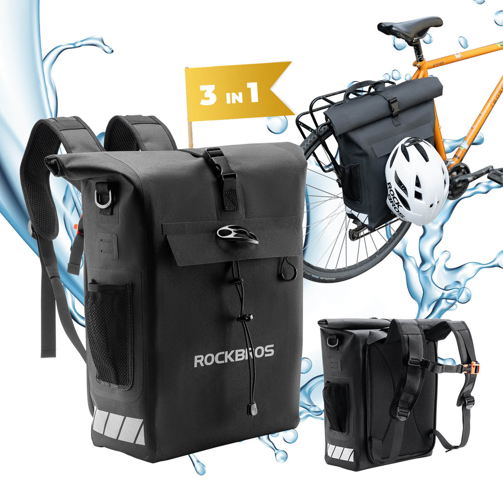 ROCKBROS 3 in 1 Fahrrad Gepäckträgertasche Rucksack Umhängetasche Wasserdicht 18L