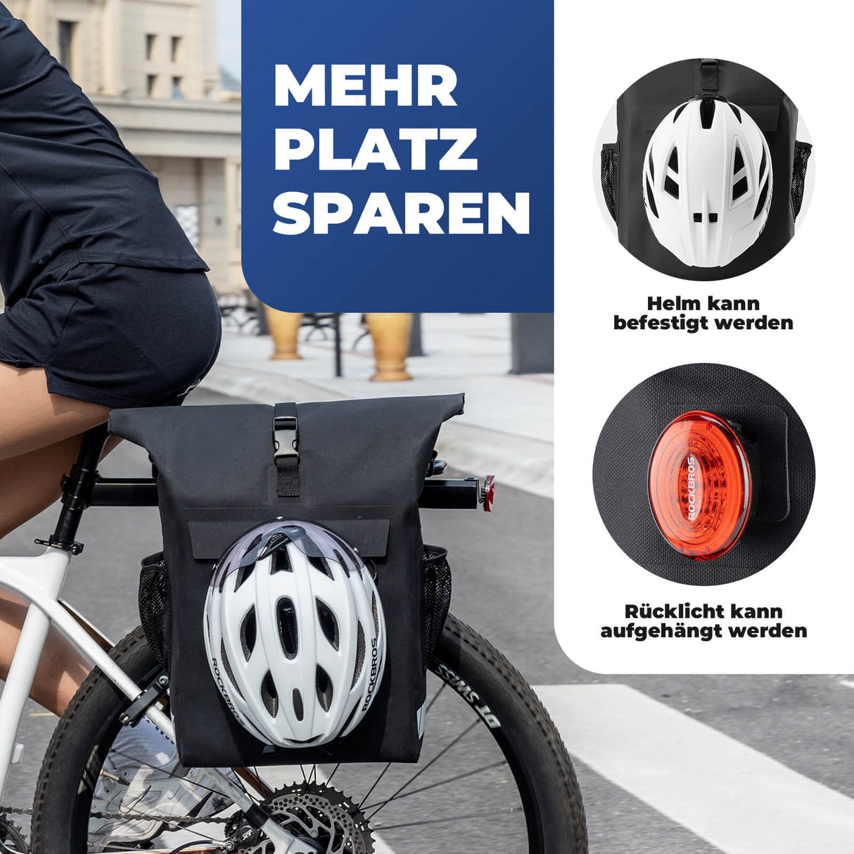 ROCKBROS 3 in 1 Fahrrad Gepäckträgertasche Rucksack Umhängetasche Wasserdicht 18L