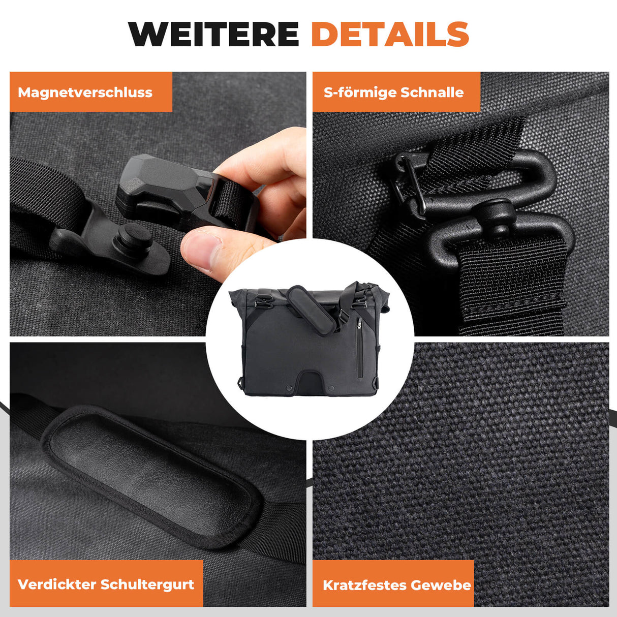 ROCKBROS 4-in-1 Fahrradtasche für Brompton Rucksack Magnetverschluss 8-10L