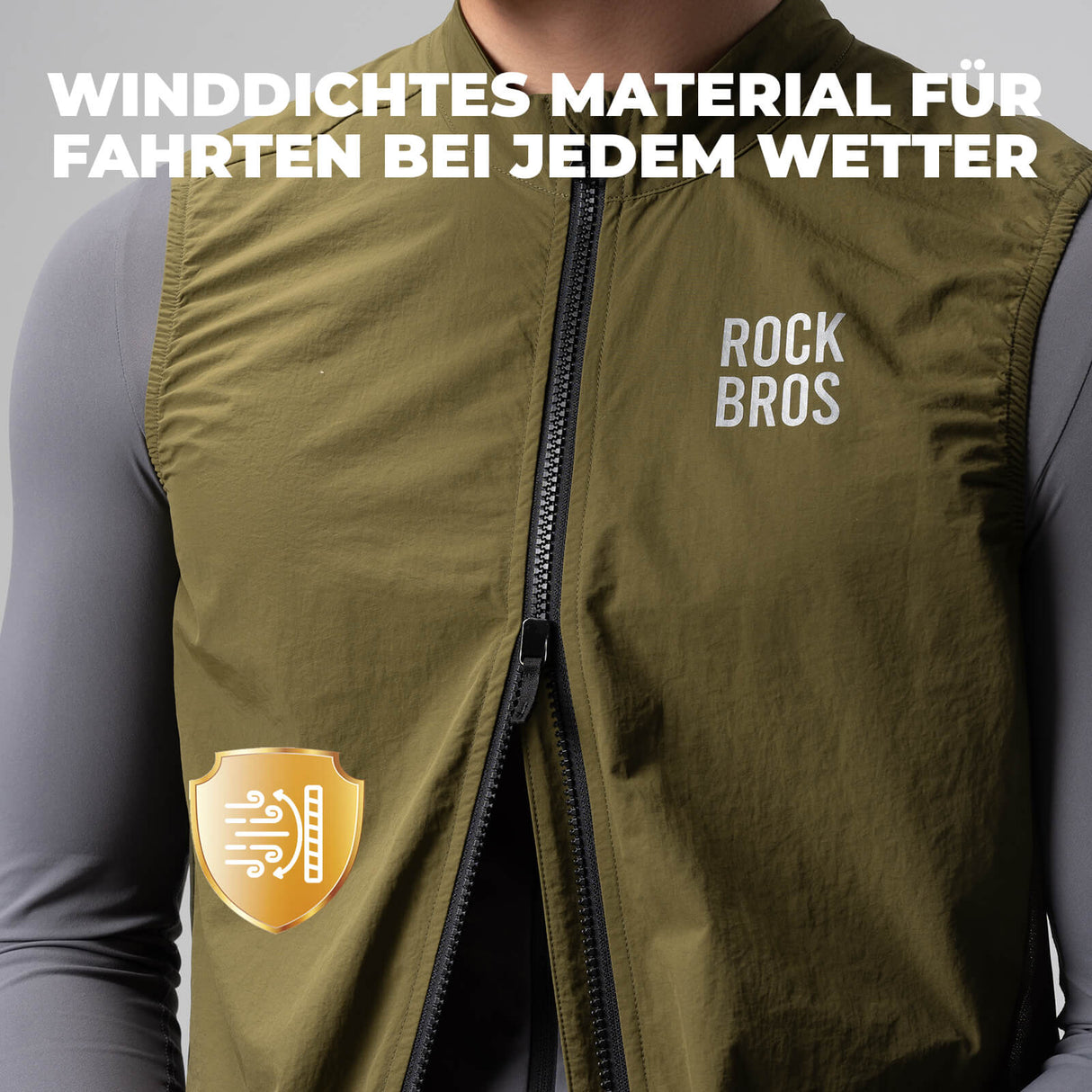ROCKBROS Ärmellose Fahrradweste Fahrradjacke Packbar Atmungsaktiv