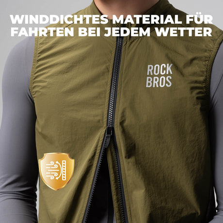 ROCKBROS Ärmellose Fahrradweste Fahrradjacke Packbar Atmungsaktiv