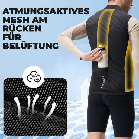 ROCKBROS Ärmellose Fahrradweste Fahrradjacke Packbar Atmungsaktiv