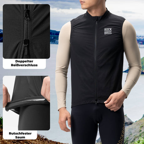 ROCKBROS Ärmellose Fahrradweste Fahrradjacke Packbar Atmungsaktiv