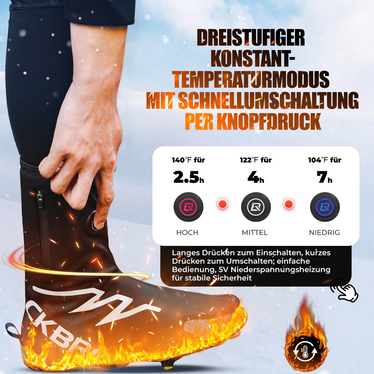 ROCKBROS Beheizte Überschuhe Winter Fahrrad Schuhüberzieher für DamenHerren