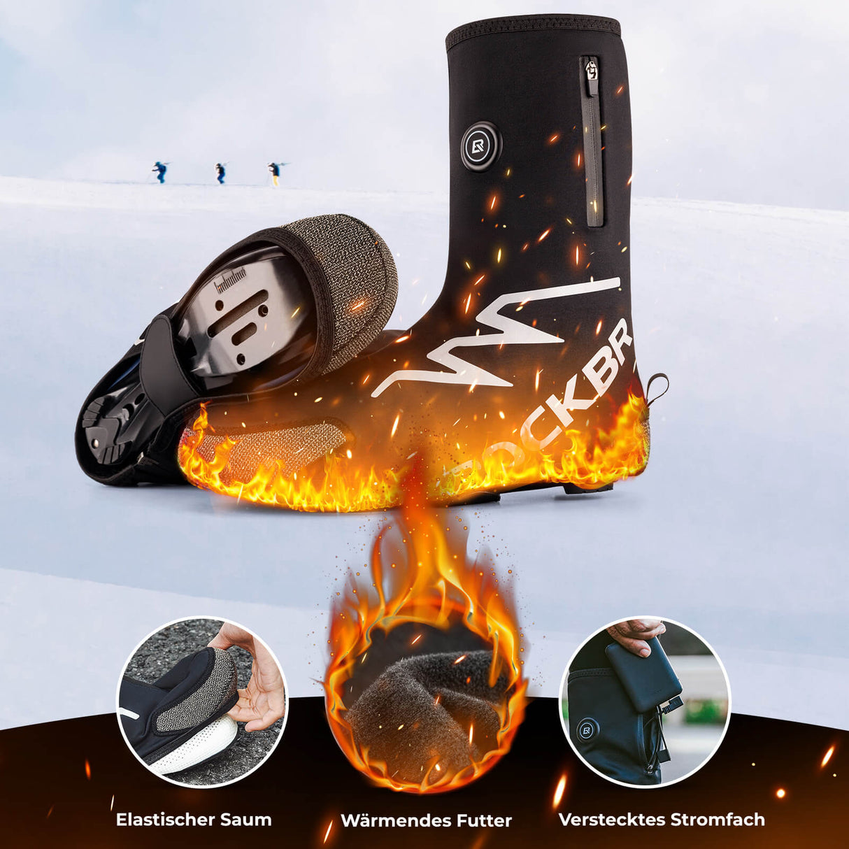 ROCKBROS Beheizte Überschuhe Winter Fahrrad Schuhüberzieher für DamenHerren
