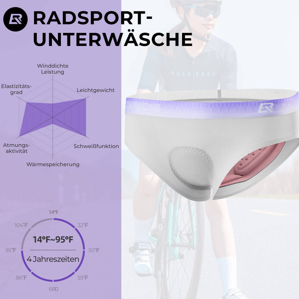 ROCKBROS Damen Radunterhose Atmungsaktive 4D Gepolsterte Radlerhose Elastisch