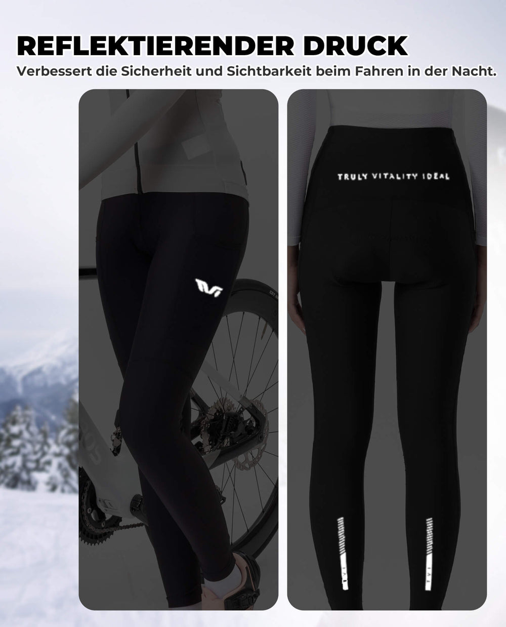 ROCKBROS Damen Winter Fahrradhose Lang Gepolstert Elastisch Atmungsaktiv