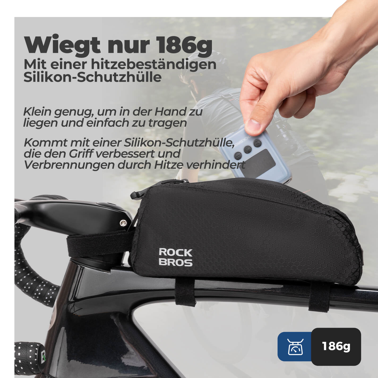 ROCKBROS Elektrische Fahrradpumpe Mini-Luftpumpe Tragbar LED-Anzeige