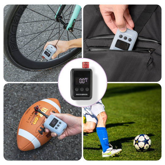 ball mit fahrradpumpe aufpumpen ROCKBROS Electric Bicycle Pump Mini Air Pump Portable LED Display – ROCKBROS-DE