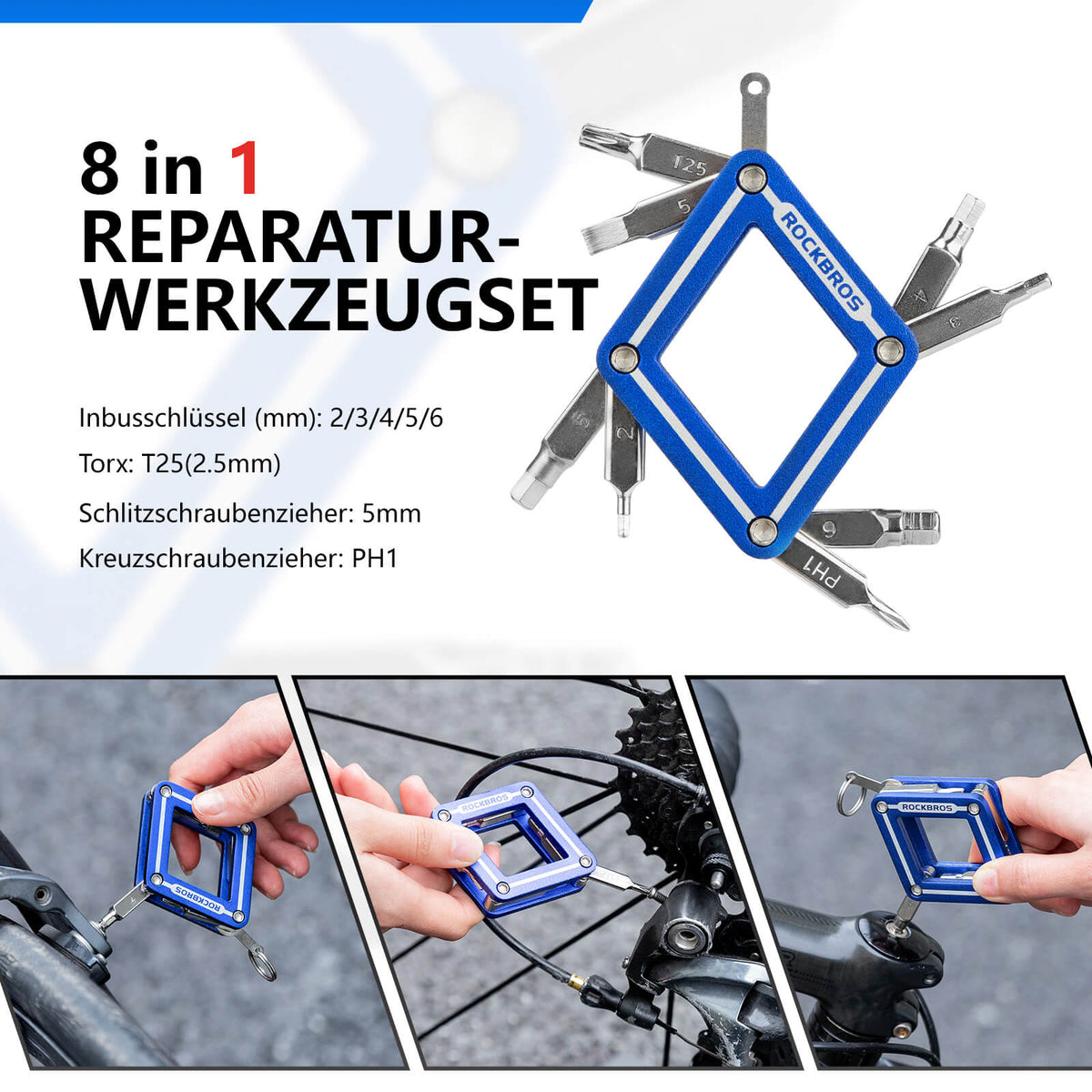 fahrrad reparatur set amazon ROCKBROS Fahrrad 8 in 1 Reparatur-Werkzeug-Set Faltbares Reparaturset – ROCKBROS-DE