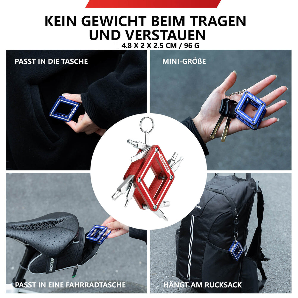 ROCKBROS Fahrrad 8 in 1 Reparatur-Werkzeug-Set Faltbares Reparaturset
