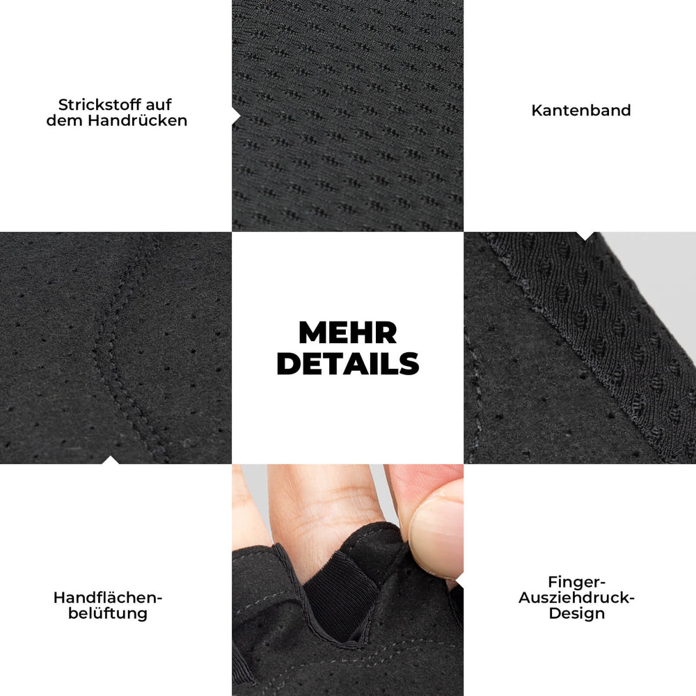ROCKBROS Fahrrad Handschuhe Halbfinger rutschfest Stoßdämpfende Sommer-Schwarz