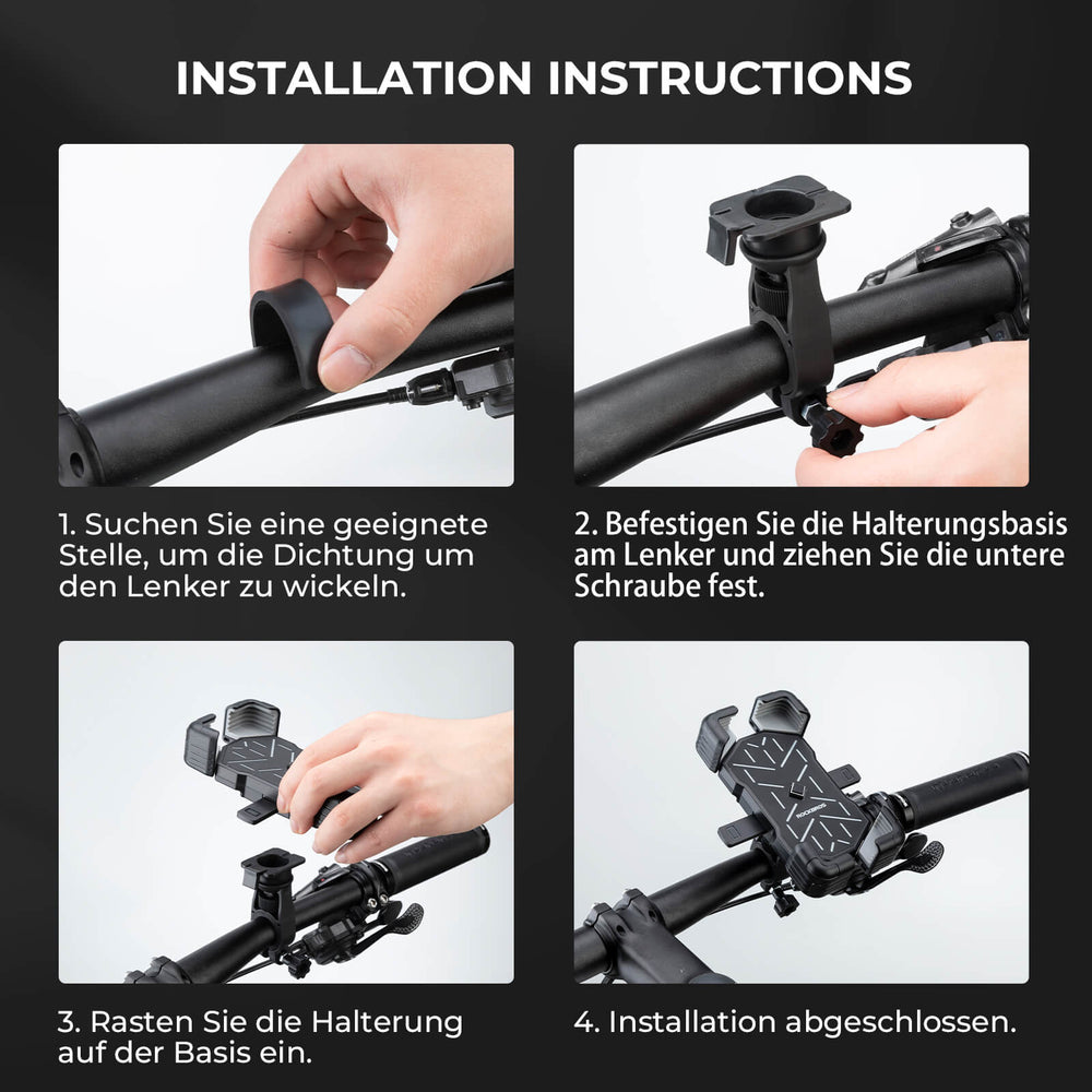 ROCKBROS Fahrrad Handyhalterung 360° Drehbar für 4,5-7,2 Zoll für Rennrad MTB Roller E-Scooter