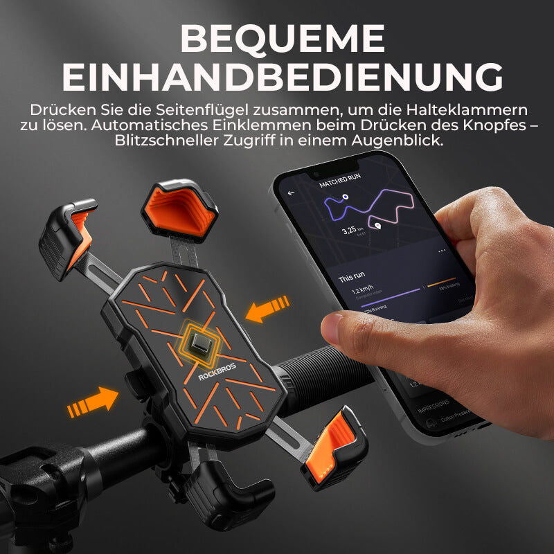 ROCKBROS Fahrrad Handyhalterung 360° Drehbar für 4,5-7,2 Zoll für Rennrad MTB Roller E-Scooter