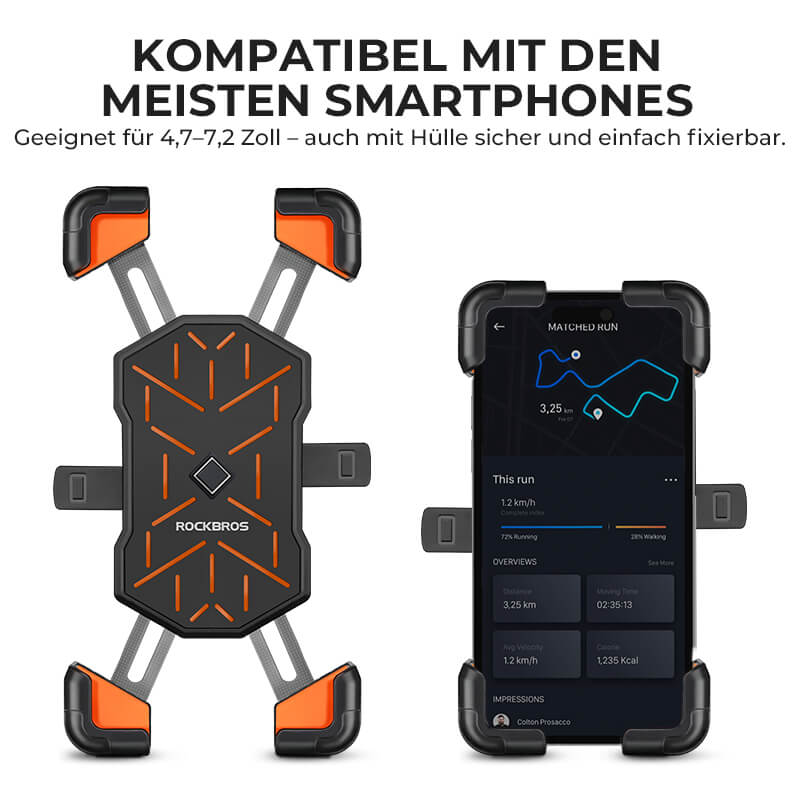 ROCKBROS Fahrrad Handyhalterung 360° Drehbar für 4,5-7,2 Zoll für Rennrad MTB Roller E-Scooter