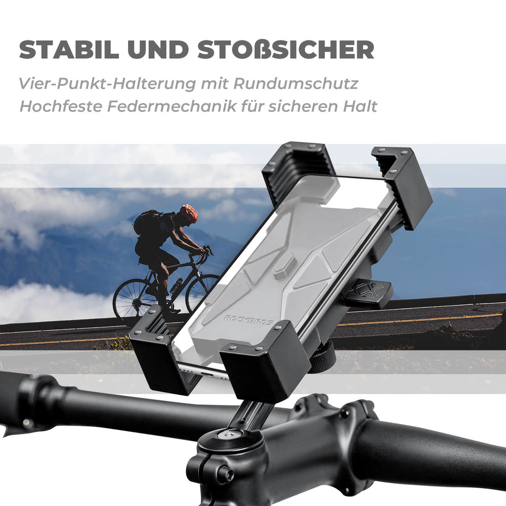 ROCKBROS Fahrrad Handyhalterung 360° Drehbar für Handy 4.5~7.2 Zoll-Schwar - Stem