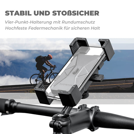 ROCKBROS Fahrrad Handyhalterung 360° Drehbar für Handy 4.5~7.2 Zoll-Schwar - Stem