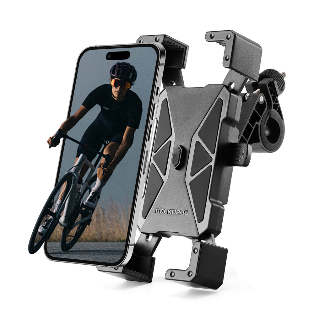 ROCKBROS Fahrrad Handyhalterung 360° Drehbar für Handy 4.5~7.2 Zoll-Schwarz - Lenker