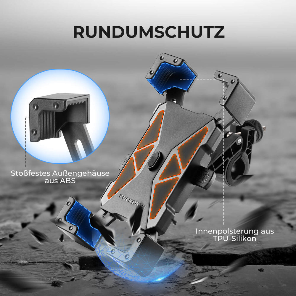 ROCKBROS Fahrrad Handyhalterung 360° Drehbar für Handy 4.5~7.2 Zoll