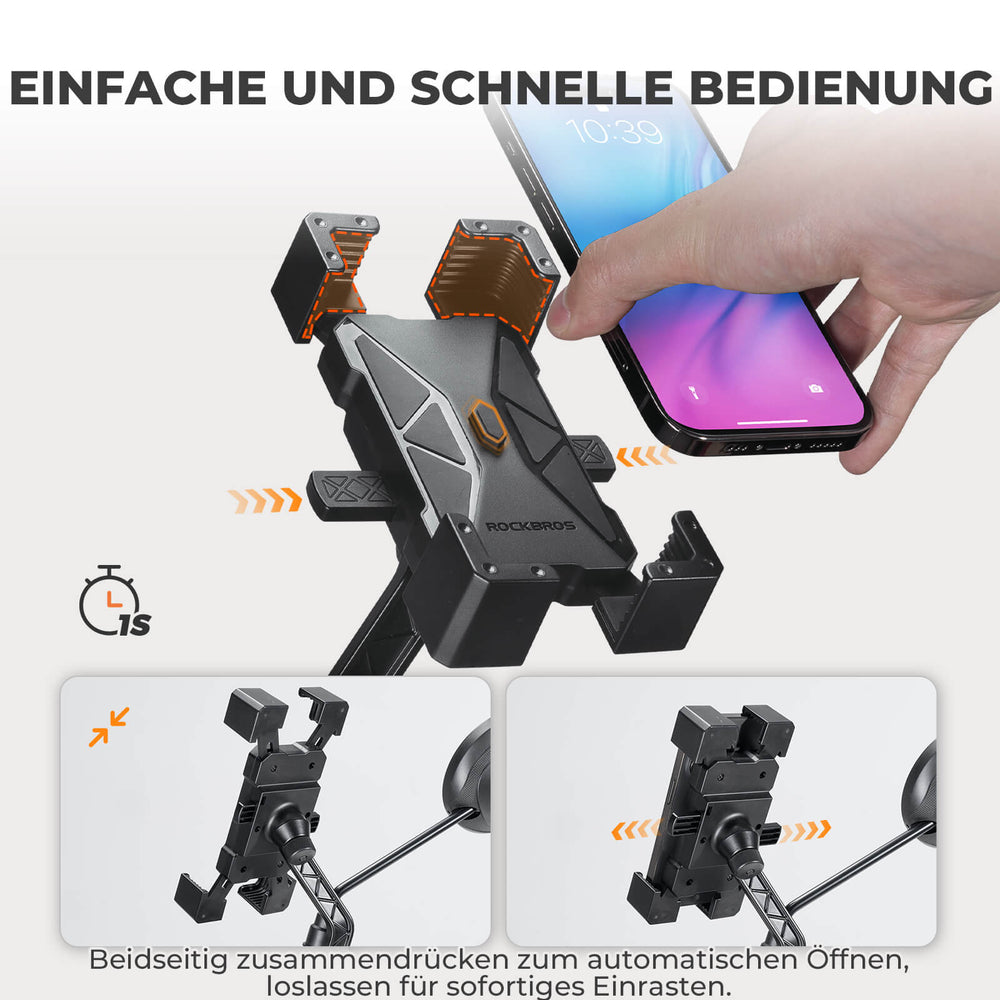 ROCKBROS Fahrrad Handyhalterung 360° Drehbar für Handy 4.5~7.2 Zoll